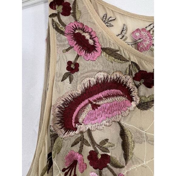 Rare Haute Hippie Embroidered Embellished Floral Silk Hi Low Dress S Fairy Boho - Picture 5 of 14